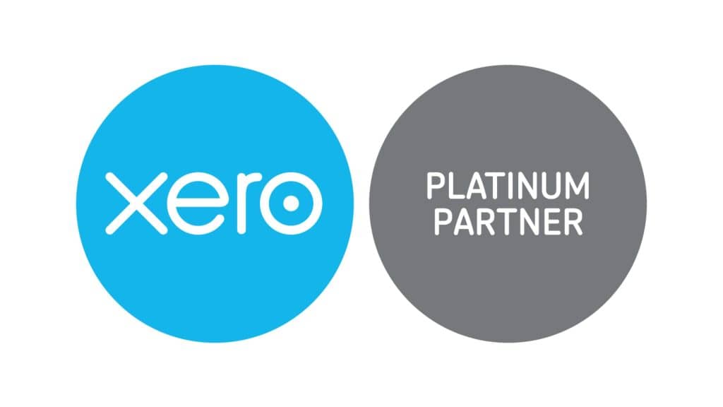 Xero Platinum Partner badge next to Xero logo on a white background.